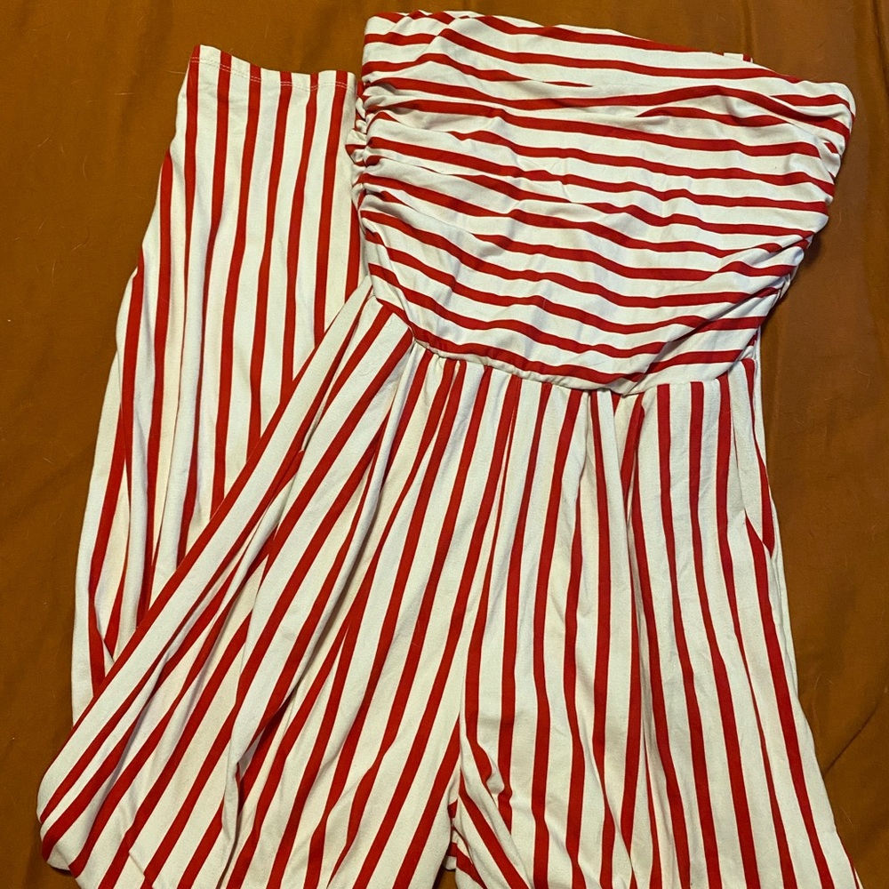 Jumpsuit! Red and White stripped jumpsuit!